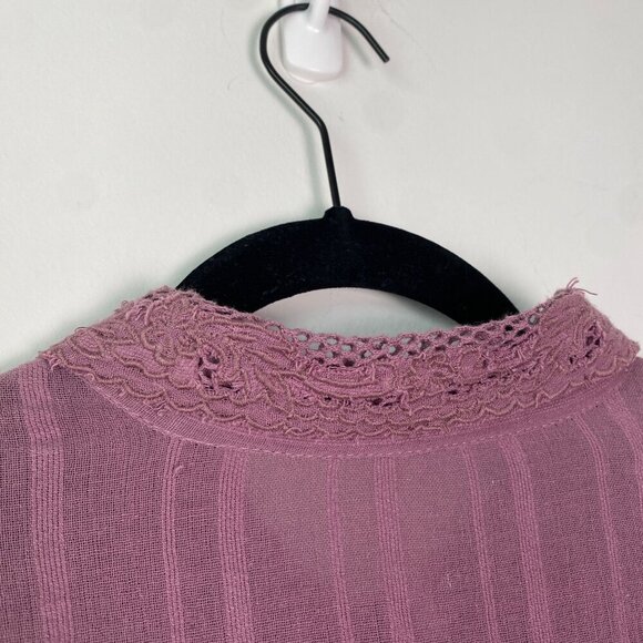Free People Shirt Carter Dobby Cotton Button Down Purple Size M Bohemian - Picture 5 of 10